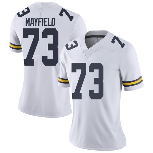 Jalen Mayfield Michigan Wolverines Women's NCAA #73 White Limited Brand Jordan College Stitched Football Jersey VJN8354ID